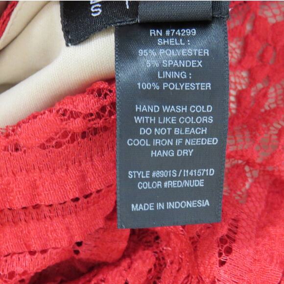 En Focus Studio Red Lace High Neck Fit & Flare Formal Midi Dress Size 6 Small - Picture 6 of 8